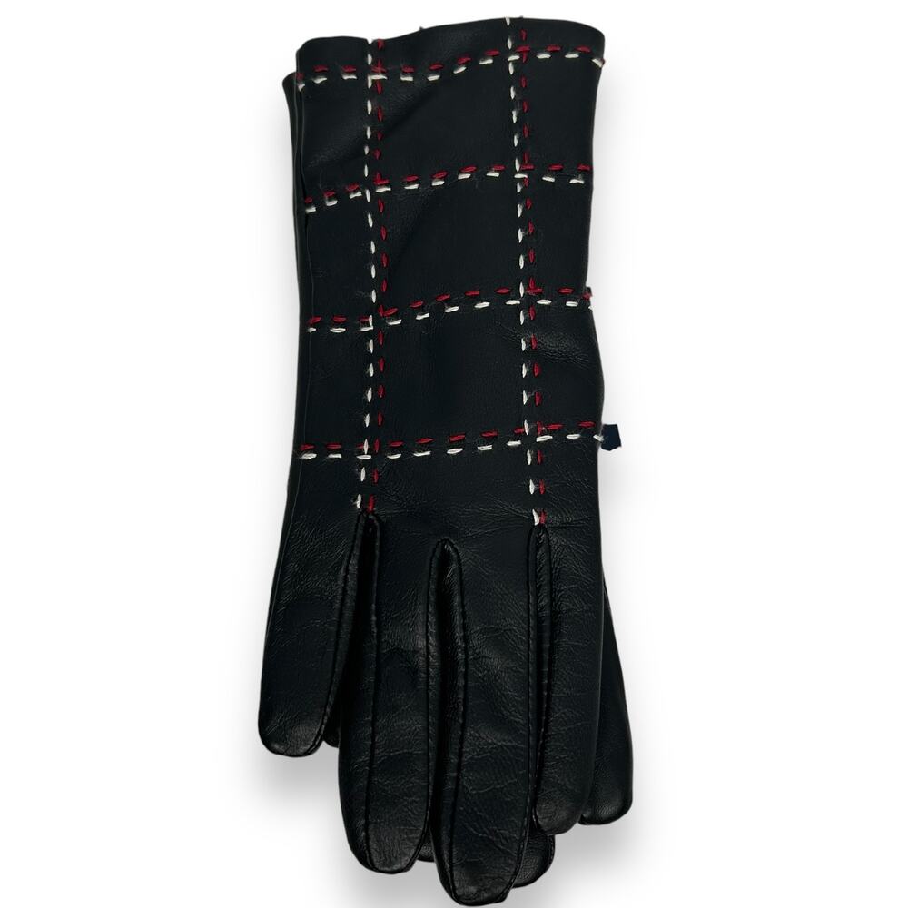 NEW Charter Club Leather Gloves Size Small Red Plaid Check Touchscreen NWT